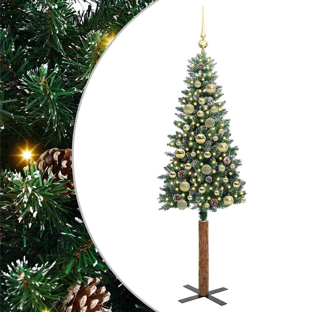 Slim Christmas Tree with 150 LEDs Green and White 150 cm